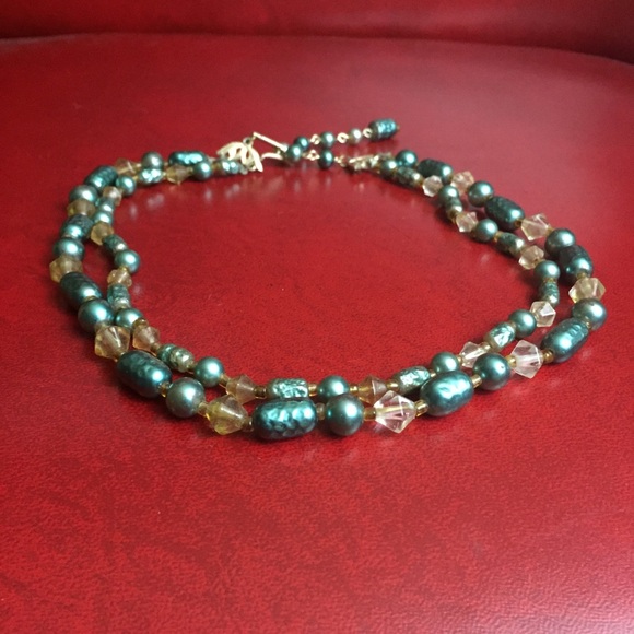 Vintage Miriam Haskell Style Teal Blue Choker - Picture 1 of 3